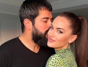 Burak Özçivit eşi Fahriye Evcen’i çiçeklerle karşıladı!