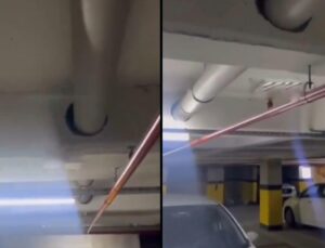 Şok eden ihmal! Site otoparkında taşıyıcı kirişler delindi!